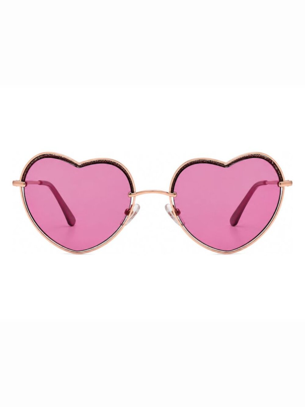 BEBE BBOP-1030CE-668 Women's  Rose Gold Heart Frame / Pink Lenses Sunglasses